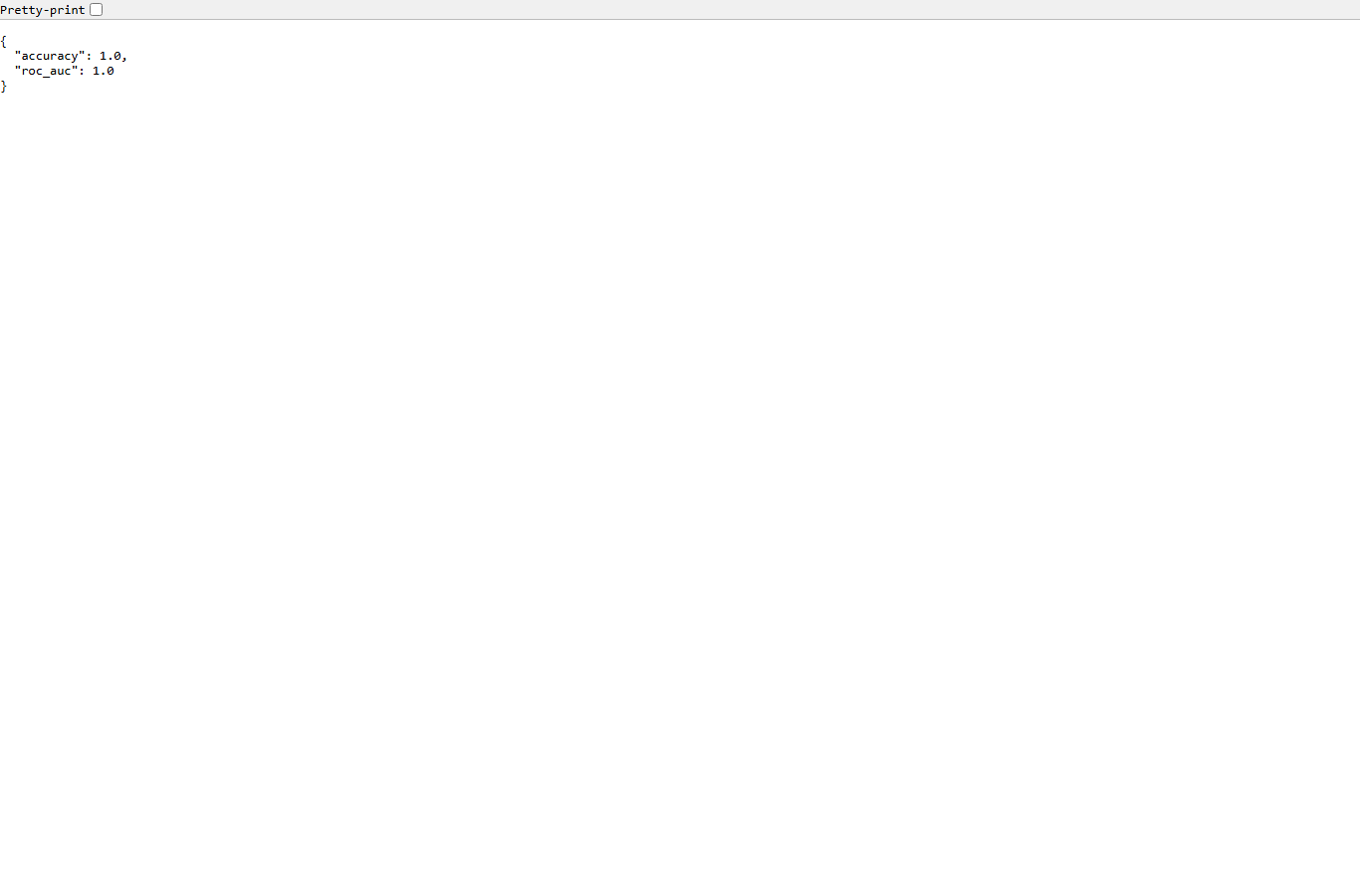Actual browser screenshot of generated model_metrics.json