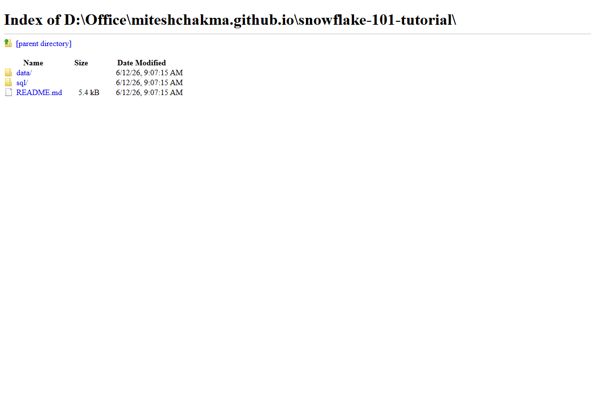 Screenshot of the Snowflake project folder structure